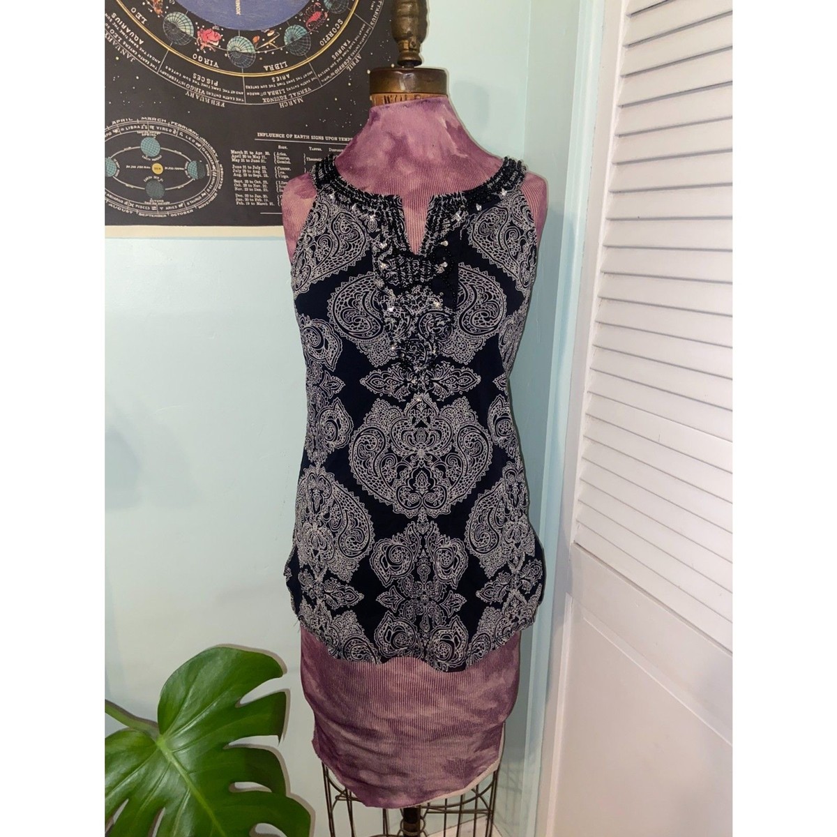 INC International Concepts Black and White Beaded Tank Top - S | eBay