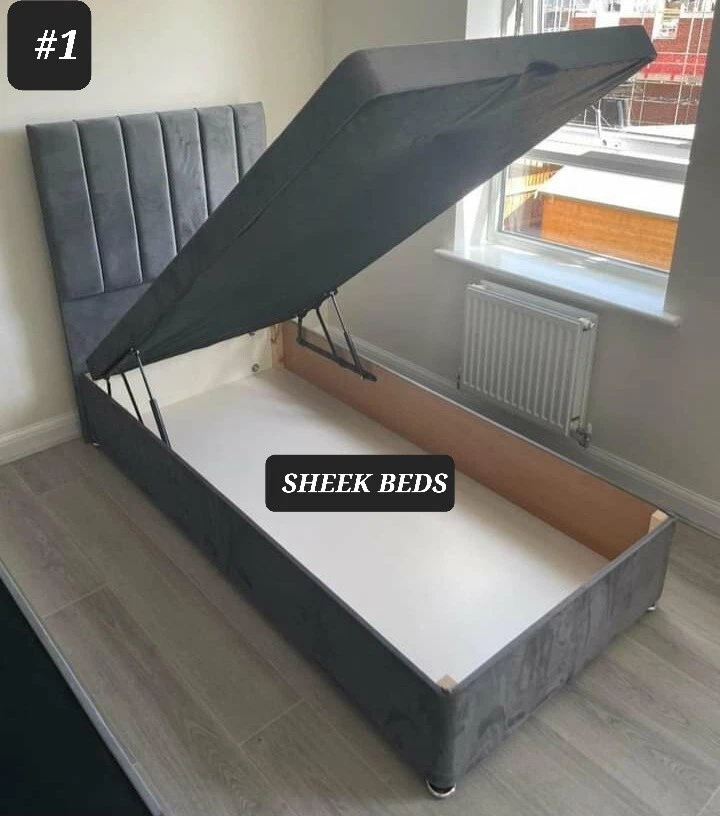 Single Ottoman Bed With Floor Standing Headboard