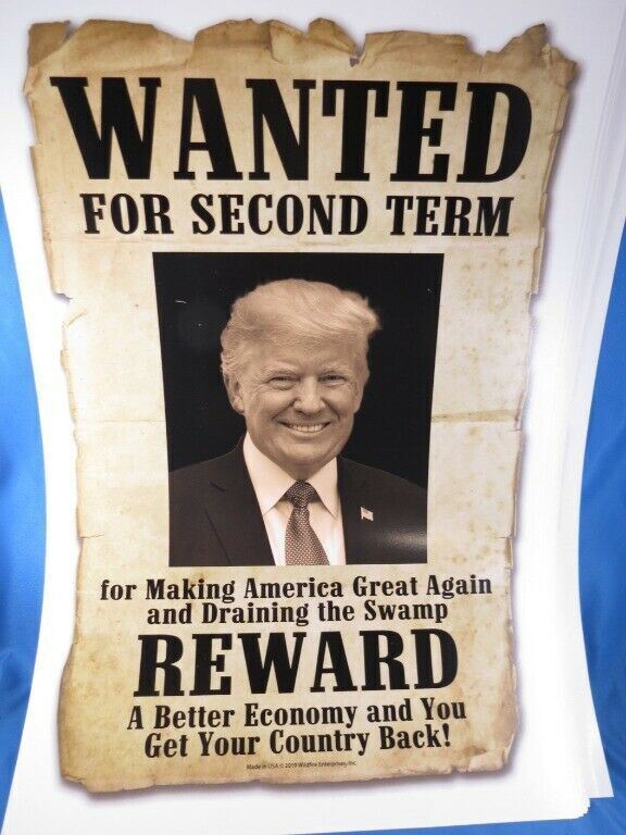 LOT OF 4 TRUMP WANTED FOR PRESIDENT 2024 POSTERS KEEP AMERICA GREAT! USA DECOR