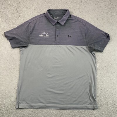 Under Armour Mens 2XL Performance Polo Heat Gear West Coast Boat Center Gray