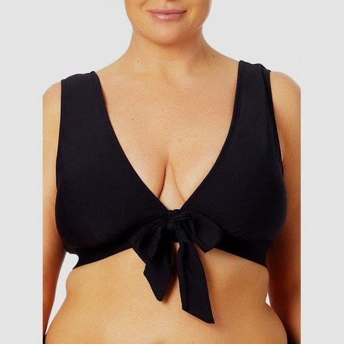 Time and Tru Women's Plus Wide Strap Halter Top Swimsuit, Black, 3X (24W-26W) - Picture 2 of 3