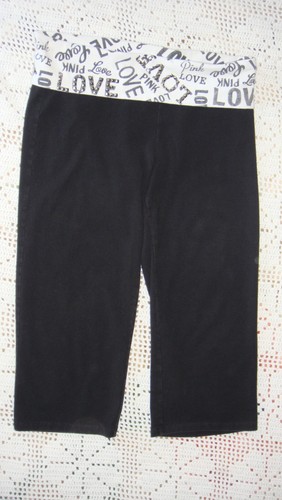 VICTORIA’S SECRET VS PINK FOLD OVER CAPRI YOGA LEGGINGS SILVER BLING Large