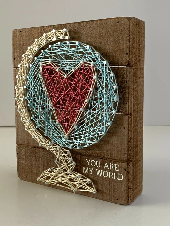 Primitives By Kathy - You Are My World - Caja de madera letrero arte en cuerda (NUEVO) Foto 4 de 4