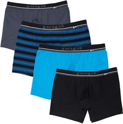 Papi Men's Cotton Stretch Yarn Dye Stripe/Solid Boxer Briefs Pack of 4 - 990005