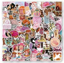 50 Cowgirl Stickers Hat Boots Pink Ranch Dolly Girly Vinyl Decals Lot Laptop