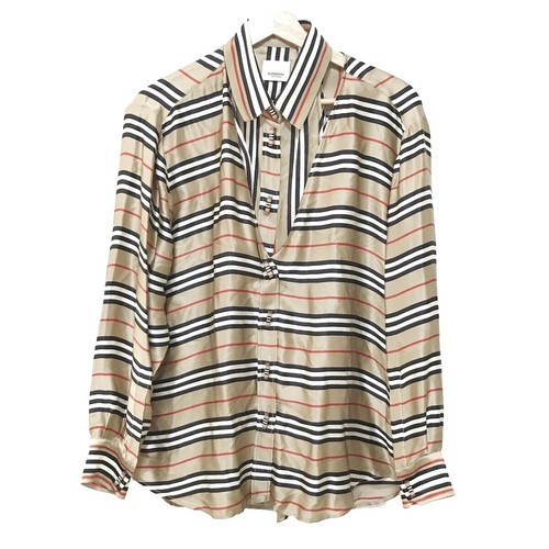 Rare Burberry Blue Label Stripe Puff Sleeve Blouse Size S Y2K