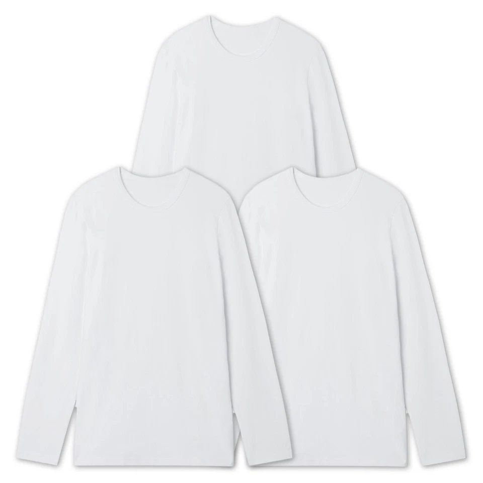 Set 3 T-Shirt Uomo Manica Lunga Caldo Cotone Maglia Felpata Inverno VEQUE - Immagine 3 di 4