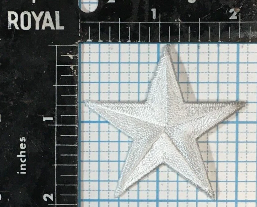 WHITE STAR DESIGN 2” FULLY EMBROIDERED IRON ON CLOTH PATCH - Image 2 of 4