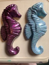 Ceramic Seahorses. You Choose Purple Or Pastel w/Glitter.
