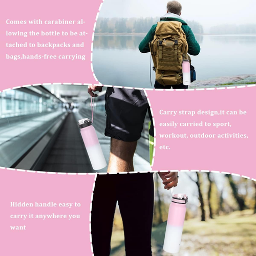 32 Oz Sports Water Bottle Insulated Stainless Steel Water Bottle with Straw S...
