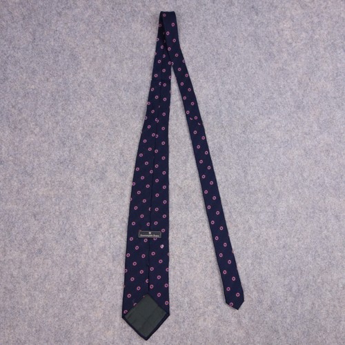 Ermenegildo Zegna Polka Dot Silk Tie Navy Blue Mens 3.75" Width Classic - Picture 5 of 8
