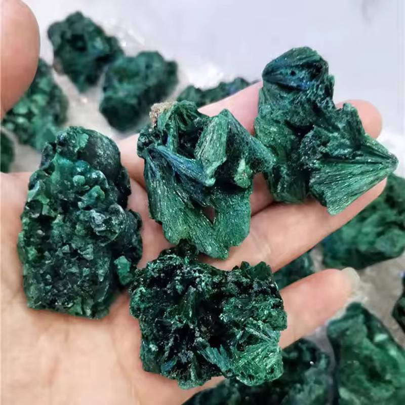 Natural Malachite Quartz Crystal Rock Block Polished Pattern Specimen