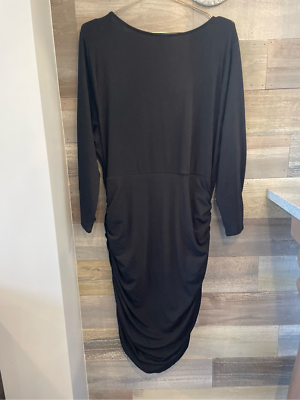 Torrid NWT 2X black shirred bodice jersey dress elbow length