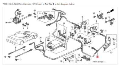 HONDA ACURA GENUINE OEM NSX Wire Harness, SRS Main SRS Unit