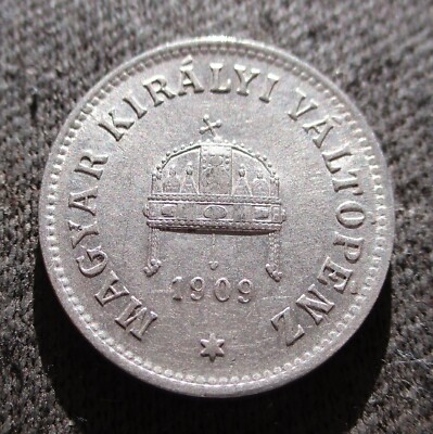 OLD COIN OF AUSTRIA-HUNGARY HABSBURG EMPIRE 10 FILLER 1909 FRANZ JOSEPH I