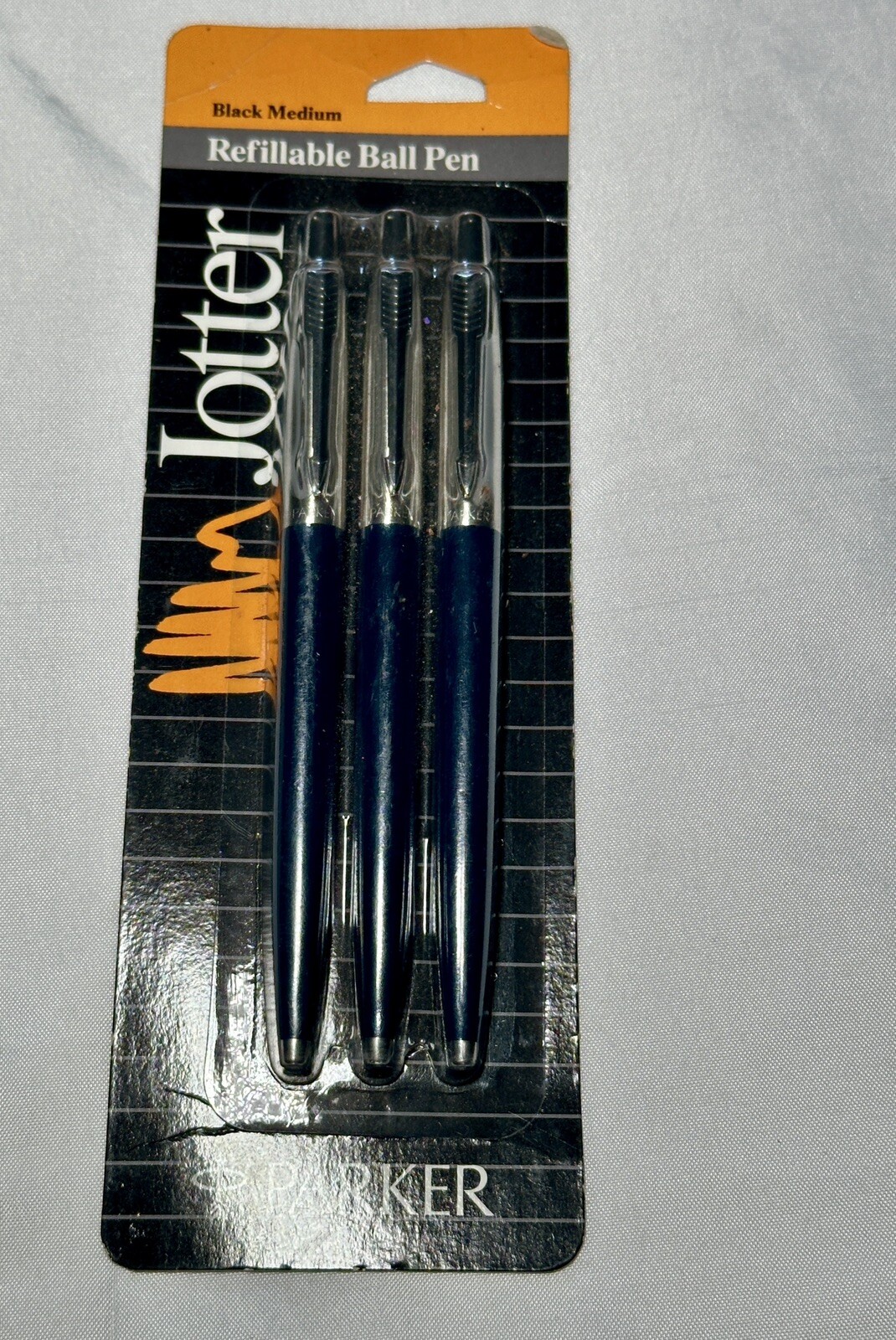Vintage LOT of 3 Navy 90s PARKER JOTTER BLACK INK MEDIUM BALLPOINT PEN Deadstock
