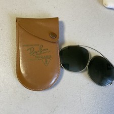 Vintage Ray-Ban Clip-On Sunglasses Gray-Green Smoke Shades w/Case Bausch Lomb