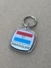 Paraguay Flag Lucite Keychain / Key Ring. NIP FREE US SHIPPING