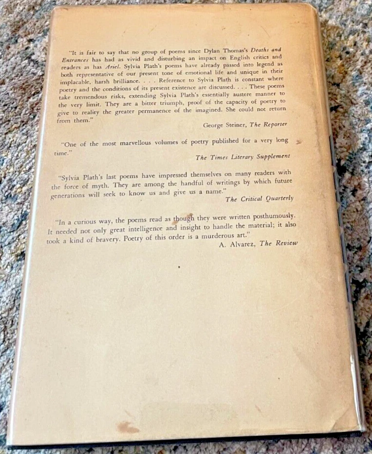 Ariel: Poems by Sylvia Plath, intro. by Robert Lowell, HC/DJ, 1966 - Image 3 of 4