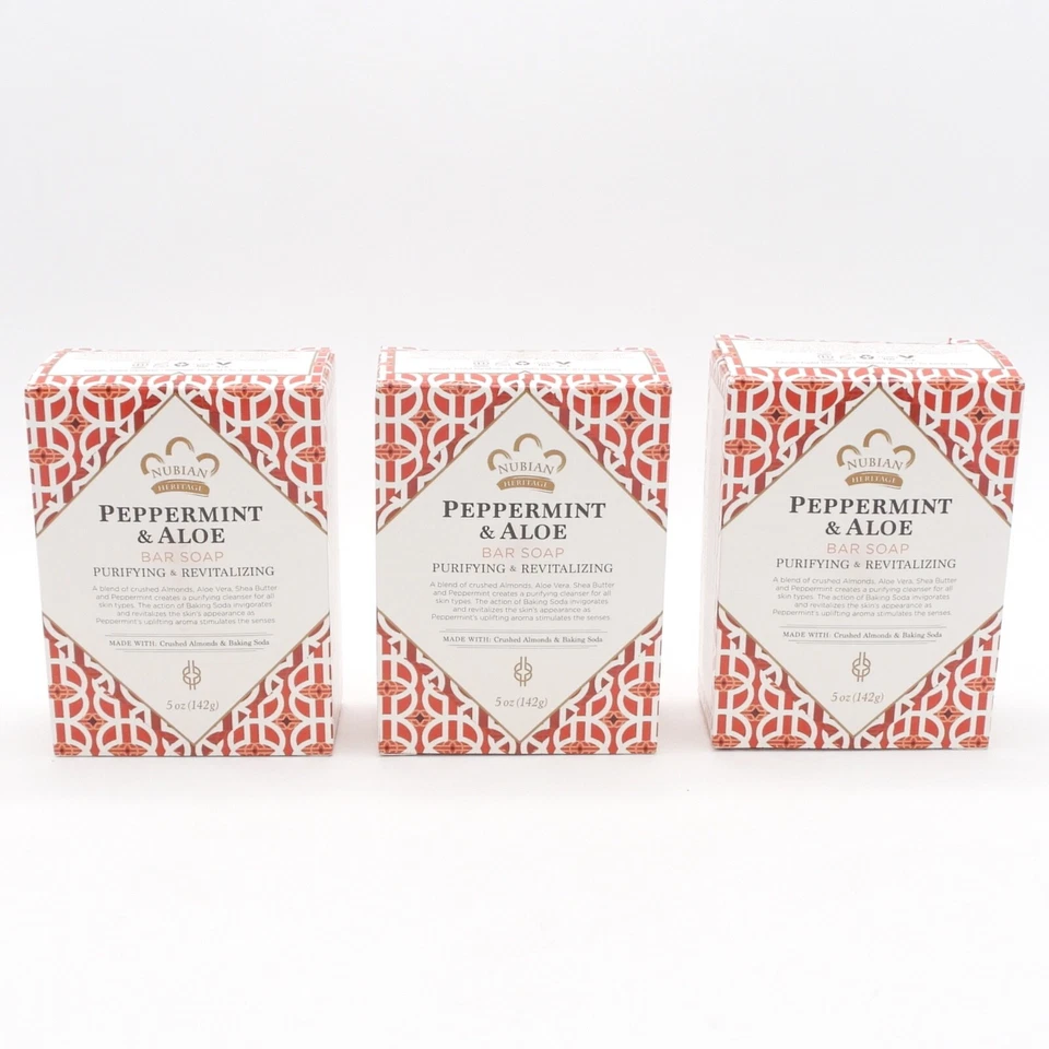 Jabón en barra Nubian Heritage menta y aloe (5 oz / 142 g) paquete de 3 Foto 2 de 4