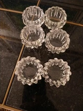 6 Pcs Open Salt Cellar Dip Antique EAPG Brilliant Clear Cut Glass 1.75” Round 