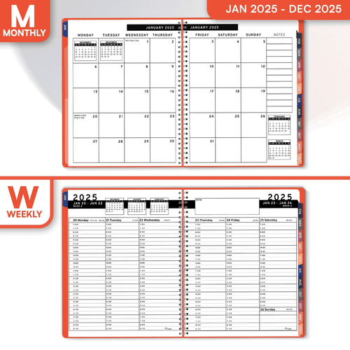 2025 Appointment Book Planner 6.5x8.5 inch Peach Color Large Tabbed Daily Book - Picture 3 of 6