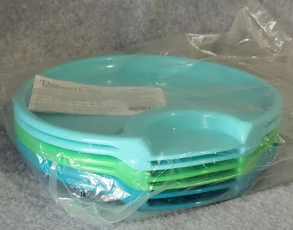 Set of 6 Pampered Chef Plates 10" Outdoor Plastic Party Picnic Blue & Green New - Image 4 of 4