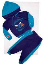 Vintage RARE Charlotte Hornets 90s Logo Dual Hood Hoodie Sweatsuit Size 5