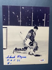 Chuck Rayner Signed 8x10 Photo - PSA COA - NHL NY Rangers - HOF 73 Inscription