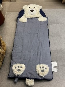 Pottery Barn Kids Shaggy Bear Sleeping Bag Blue Gingham Check No Monogram