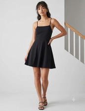 Forever 21 Black Solid Square Neck Strappy Mini Dress Womens Size S
