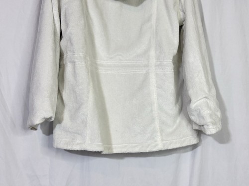 St Johns Bay Women’s Size PL Beige Reversible Hoodie Fleece Rain Coat Jacket - Picture 8 of 14