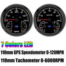 2 Gauge Set 110mm Gps Speedometer 120mph With Fuelvolt 6000rpmtachooiltemp