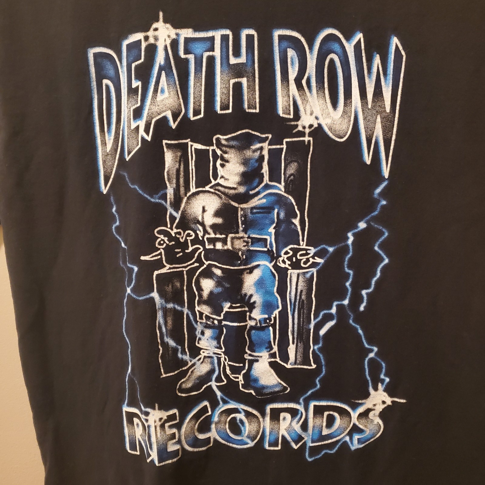 FILA T shirt Death Row Records uomo M stampa grafica sedia elettrica grafica fulmine