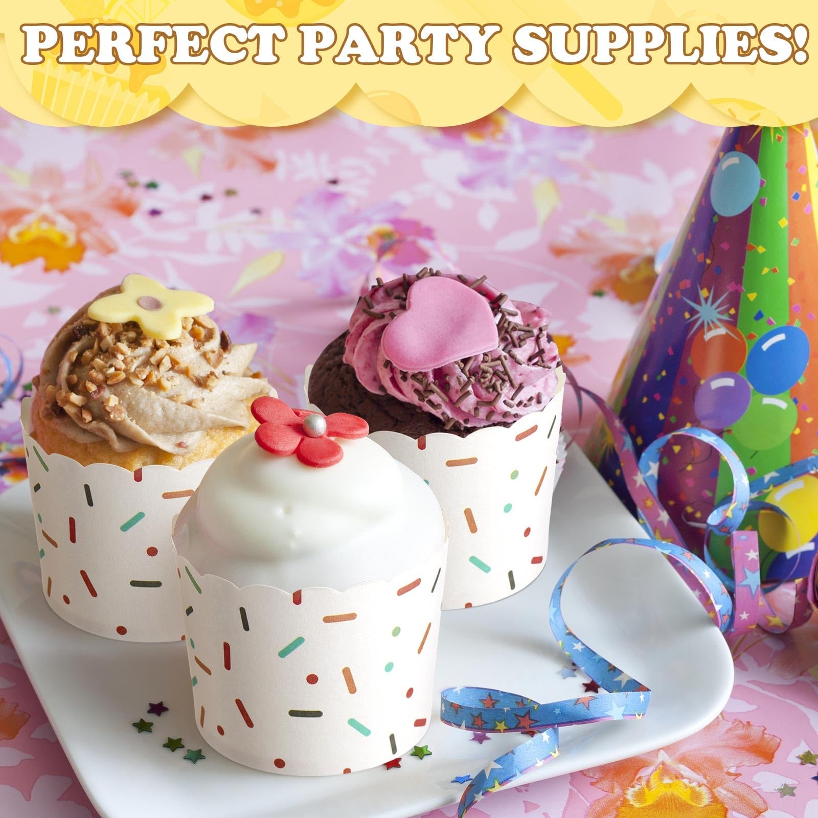 200 PCS 6 oz White Cupcake Liners, Greaseproof Muffin Paper Cups, Baking