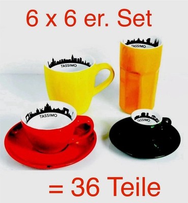 Jacobs Kaffee, 6 X 6er. Set Tassimo Becher Skyline 4 Städte =36 Teile  NEU 
