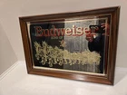 VINTAGE Budweiser Kings of Beers Mirror Framed Sign 20 x 14 Clydesdale Bar Decor