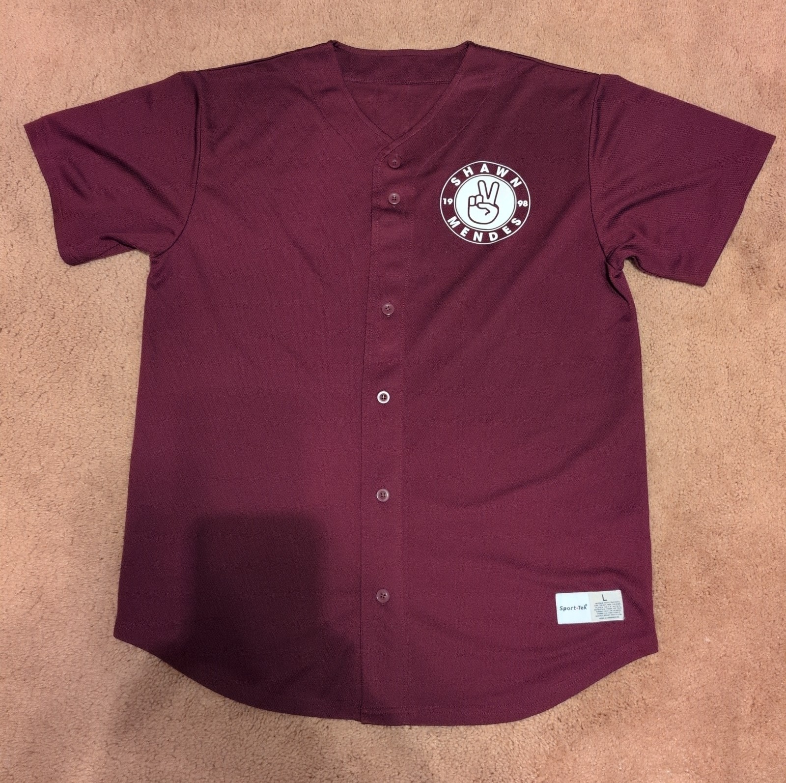 Rare Shawn Mendes Sport-Tek Tour Baseball Jersey #18 Holland Sz L