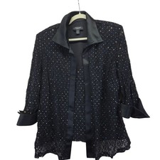 R M Richards Woman Black Sequin Lace Jacket  Tank Set 18W Evening Glam Wedding