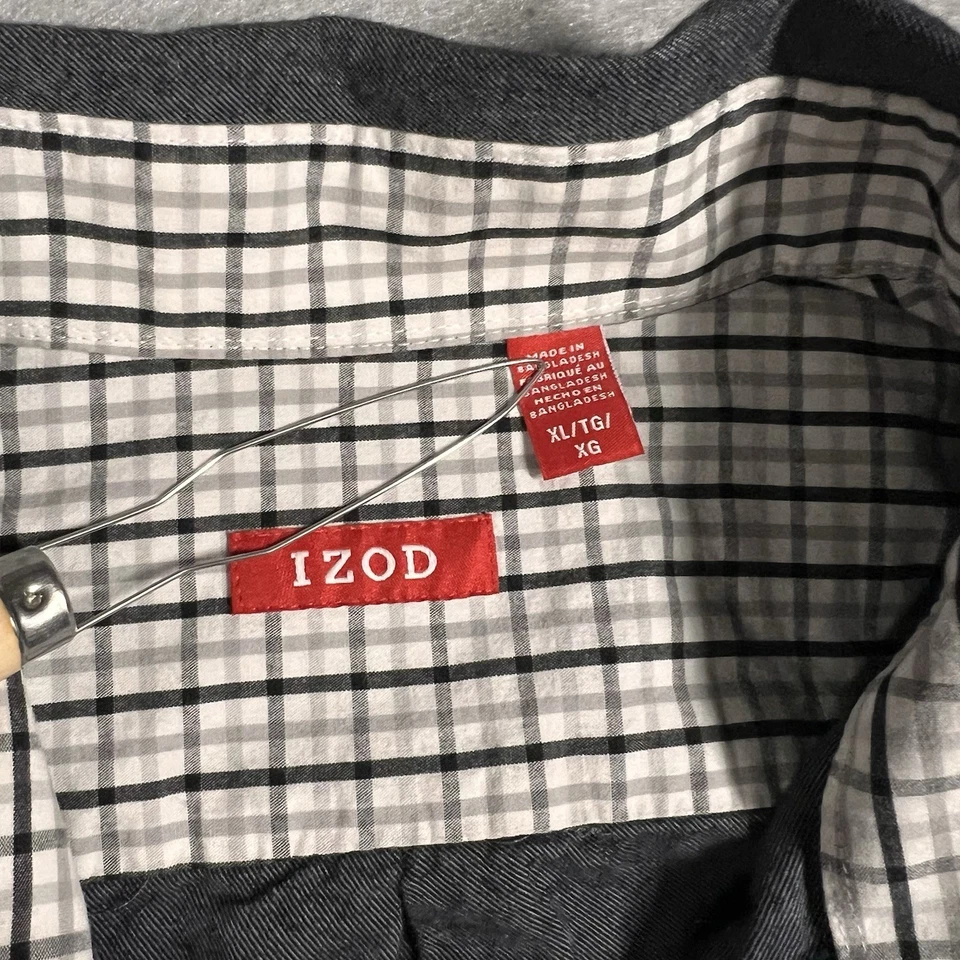 Izod Long Sleeve Shirt Relaxed Classic Button Gray Chambray Men’s XL Cotton - Image 3 of 4