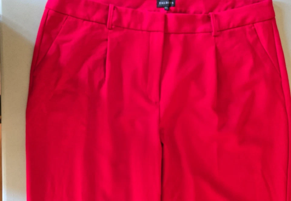 NWT Talbots Gorgeous Red Pleated Front Wool Blend Full Length Pants 18W - Image 3 of 4