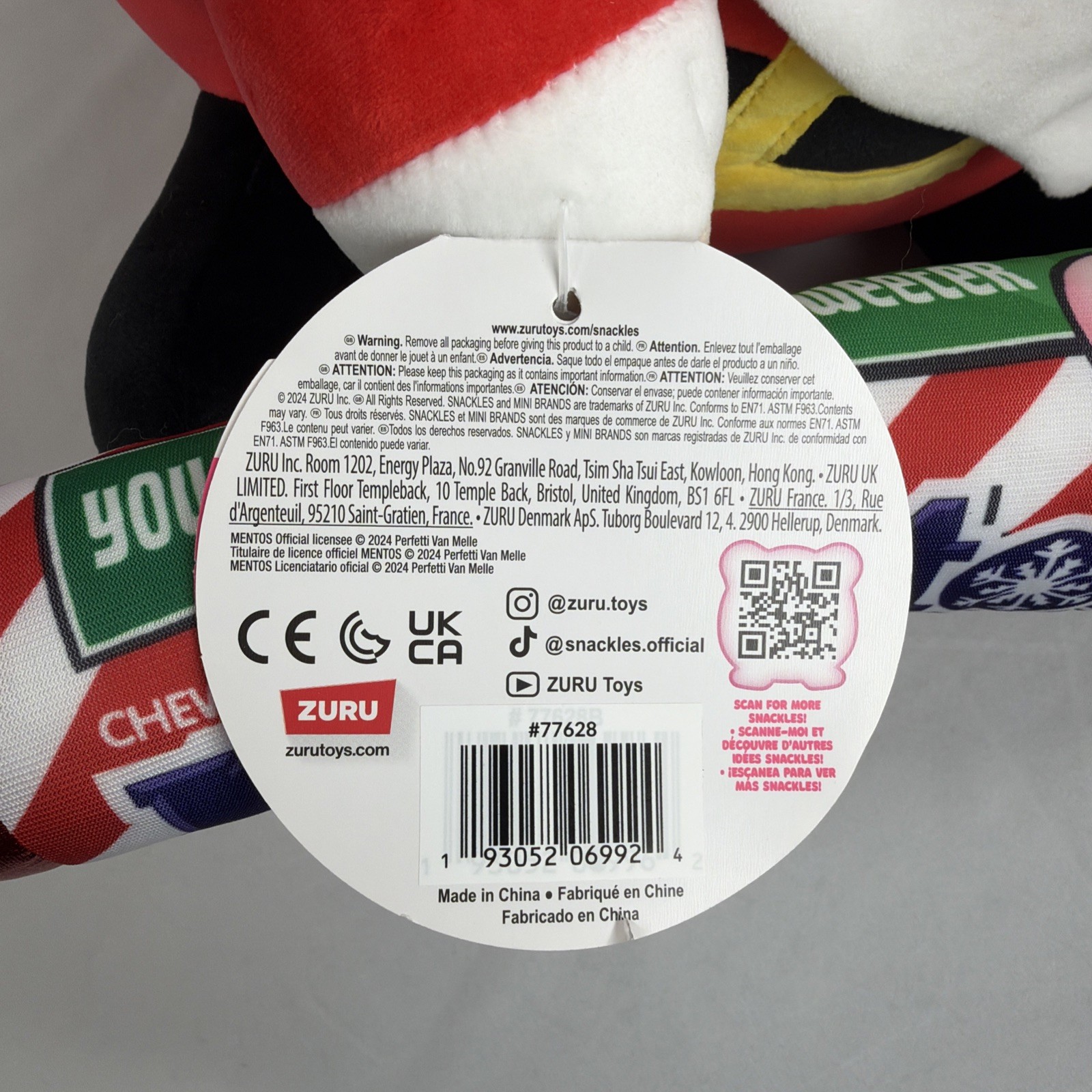 Zuru Snackles Christmas 12" Santa Plush with Candy Cane Mentos