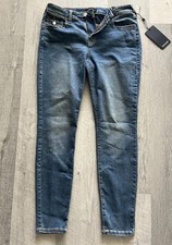 TRUE RELIGION JENNIE CURVY MR STUDS SUPER SKINNY JEANS, FOG WASH, NWT, SIZE 28