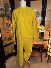 Nike Sweatsuit Set Yellow Crewneck Joggers Mens Size M Swoosh Fleece