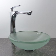 Aufsatz Glas Waschbecken satiniert Waschschale Waschtisch Mini rund Wohnmobil WC