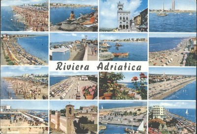 Vintage Riviera Adriatica Mehransicht Postkarte - Italien Strände & Städte