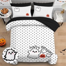 Halloween Bedding Size 7 Pieces - 3D Embroidery Ghost Comforter Set, Cute Full