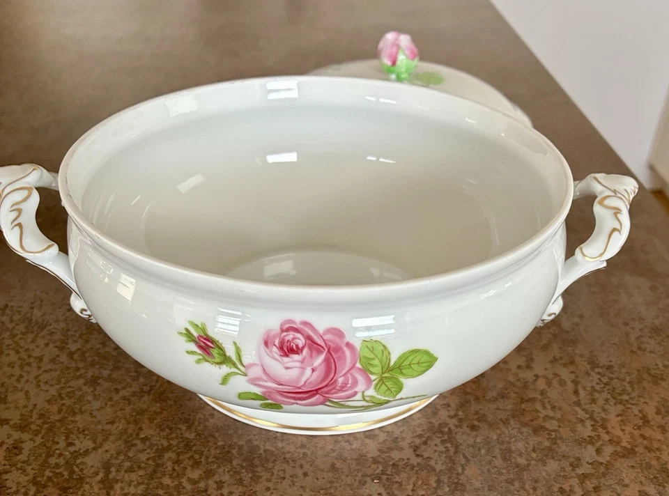 Kleine Terrine mit Deckel, von Fürstenberg, Alte Serie, Rote Rose - Bild 2 von 4