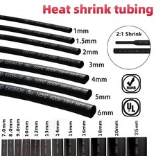 HEAT SHRINK TUBE 2:1 UNLINED & 3:1 ADHESIVE GLUE LINED HEATSHRINK SLEEVE BLACK