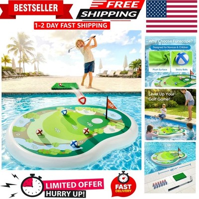 Funscape Kids Inflatable Golf Pool Toy Set with Sticky Balls - Ages 3-12